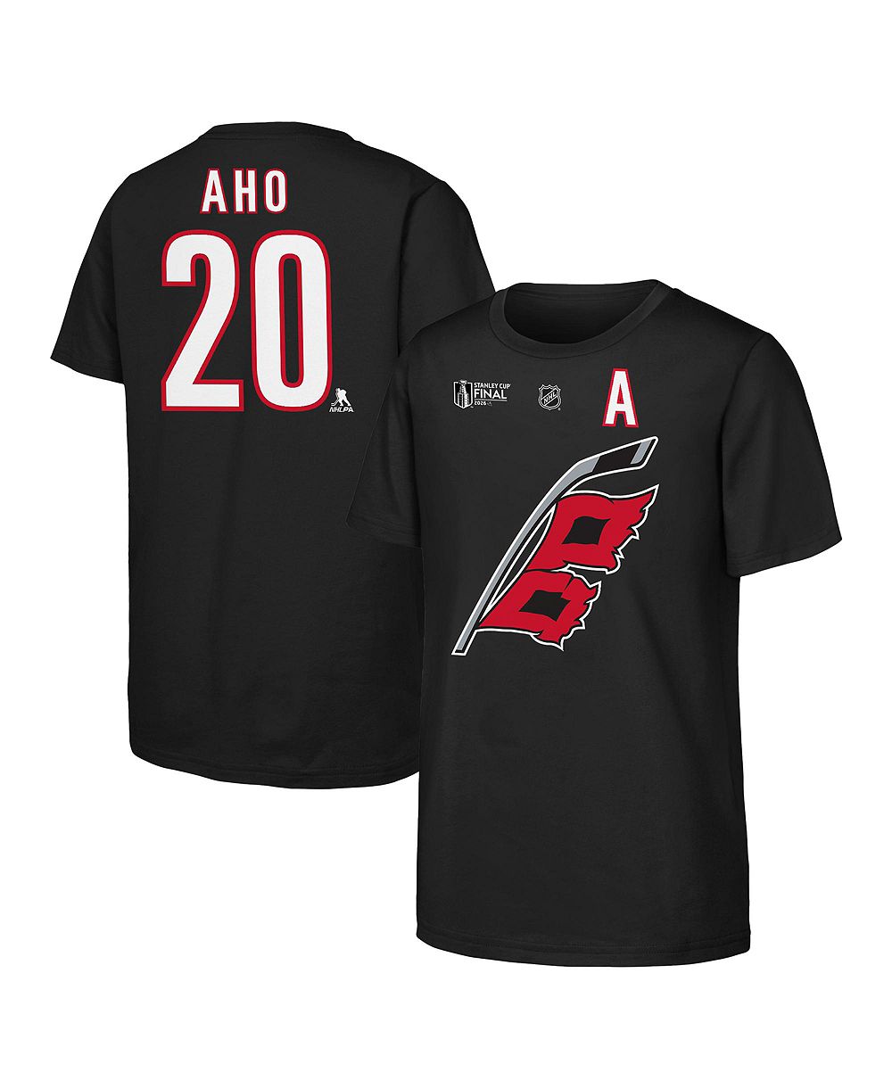 Детская футболка Outerstuff Sebastian Aho Carolina Hurricanes 2026 Stanley Cup Final Name & Number черная