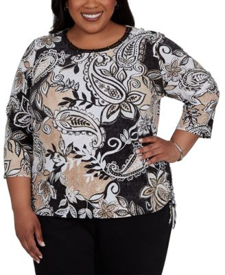Alfred Dunner Plus Size Paisley Neutrals Knit Top