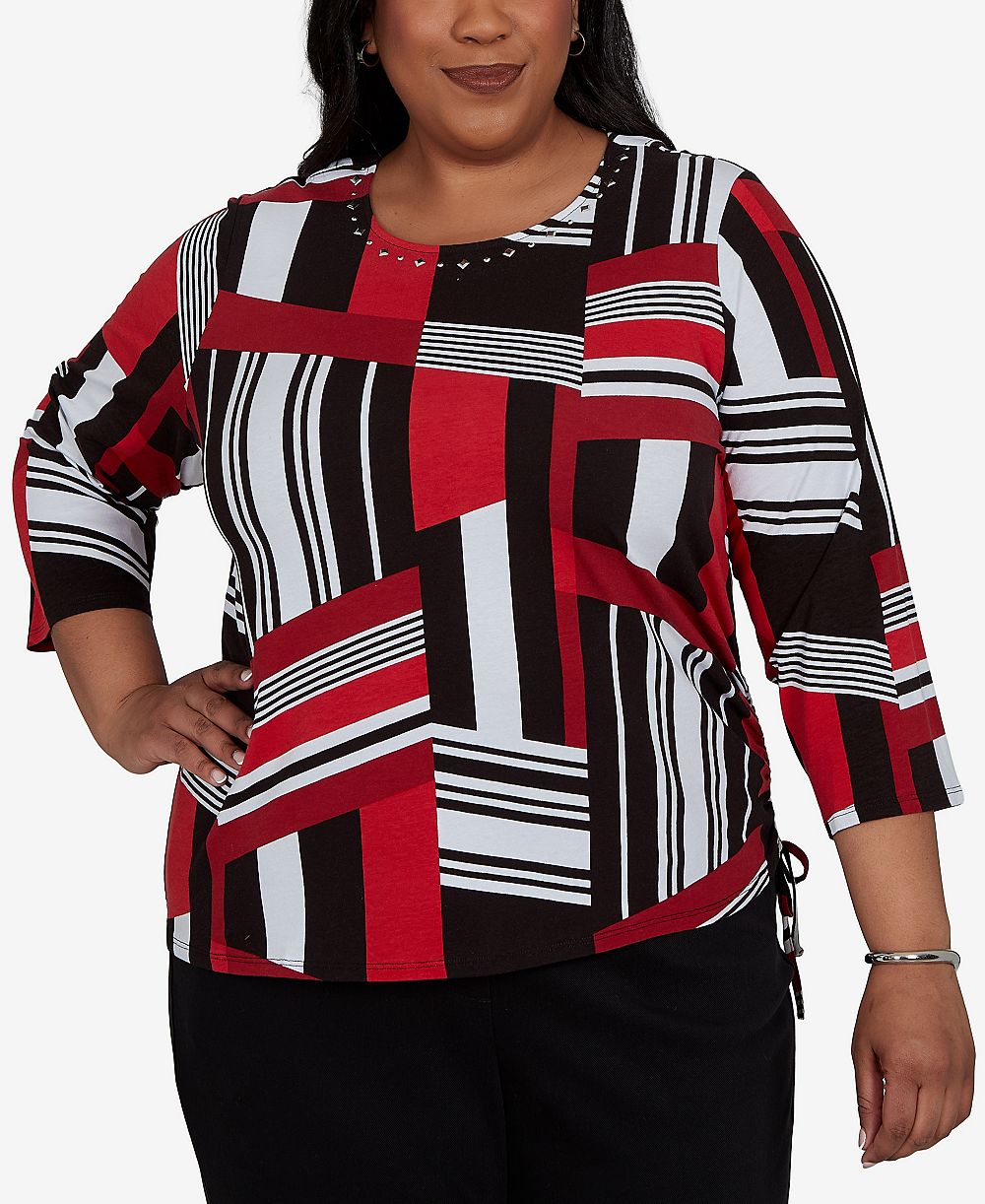 Alfred Dunner Plus Size Slashed Glass Knit Top