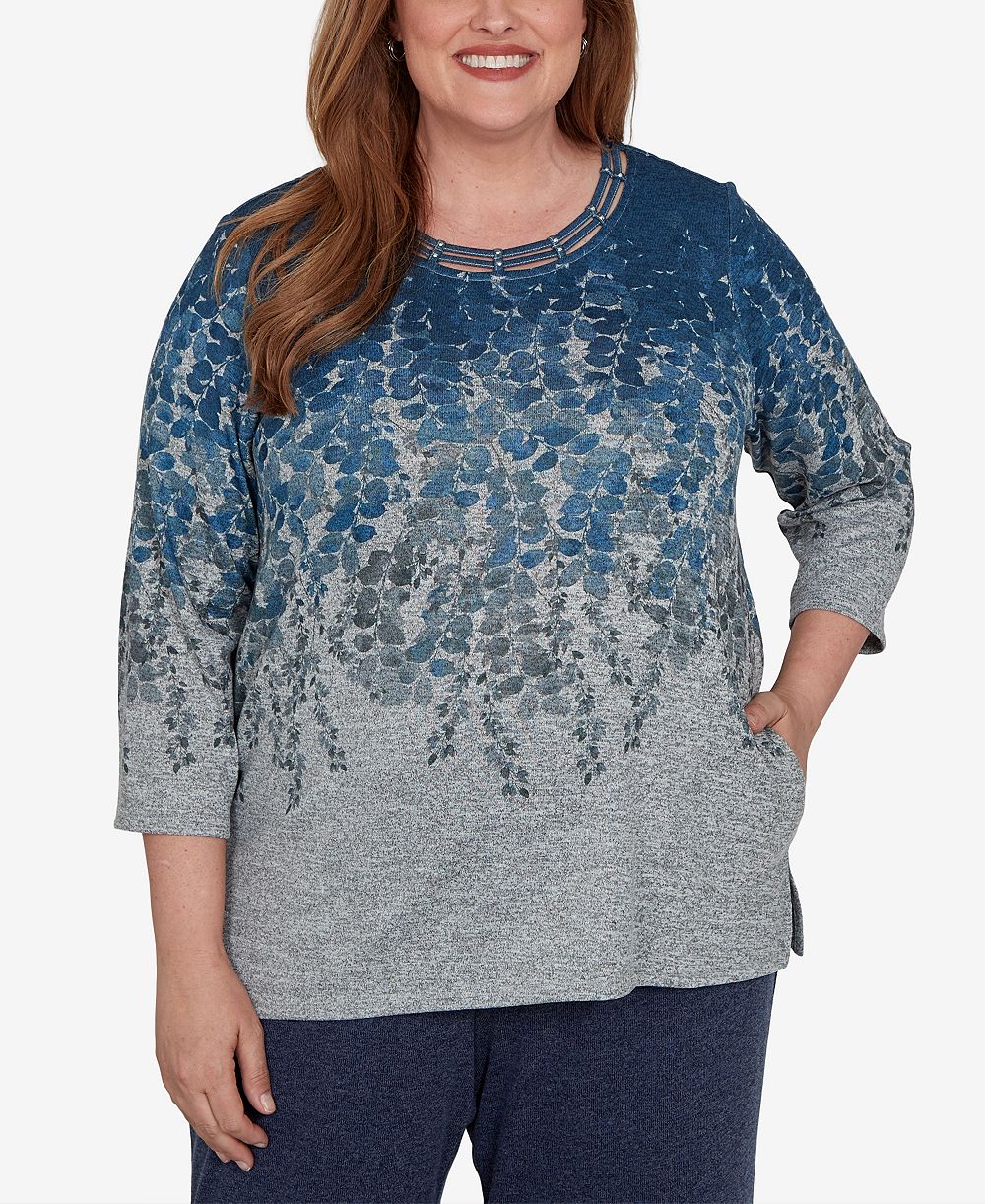 Alfred Dunner Plus Size вязаной топ с карманами