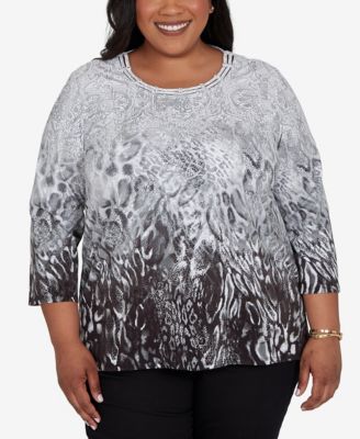 Женский топ Alfred Dunner Plus Size Mono Ombre Animal Print