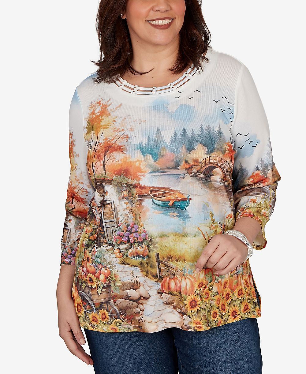 Alfred Dunner топ Plus Size с осенним принтом Autumn Lake