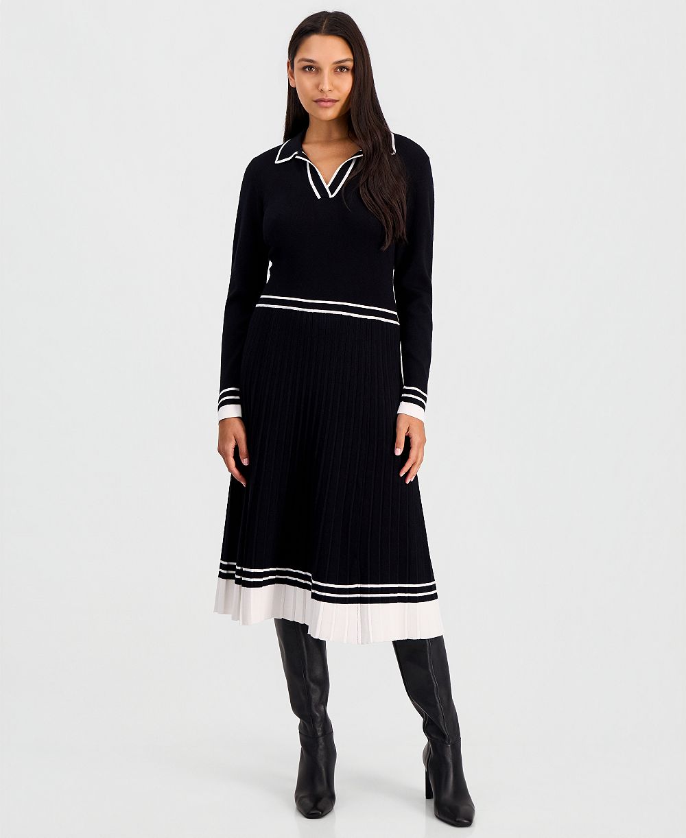 Женское миди-платье T Tahari Color-Blocked Polo-Collar