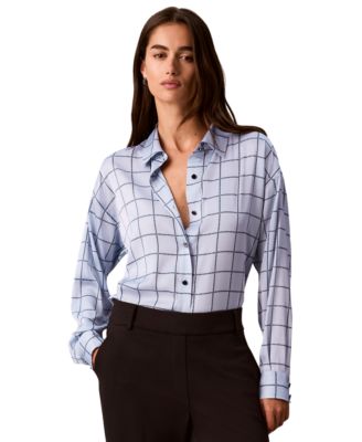 Calvin Klein женская рубашка с длинным рукавом и пуговицами в клетку petite