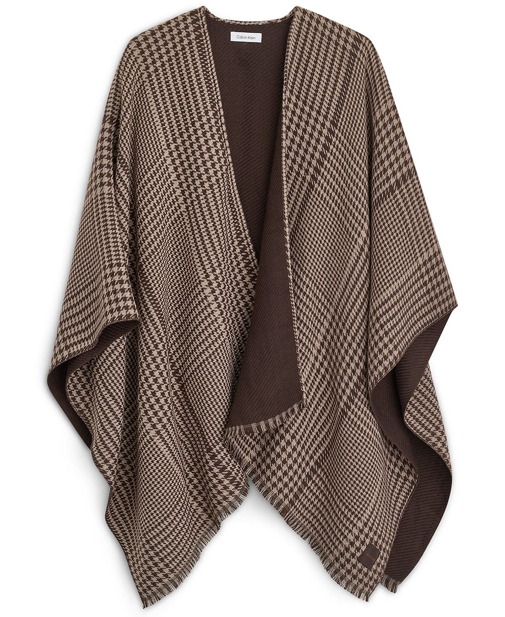 Calvin Klein Reversible Houndstooth Double Face Shawl Ruana