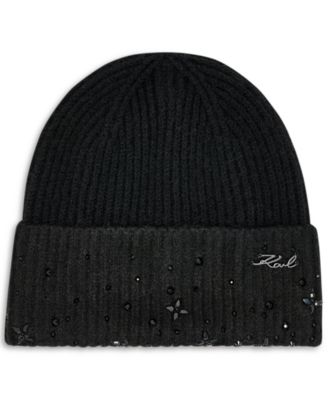 KARL LAGERFELD PARIS Studded Shaker Stitch Beanie Hat