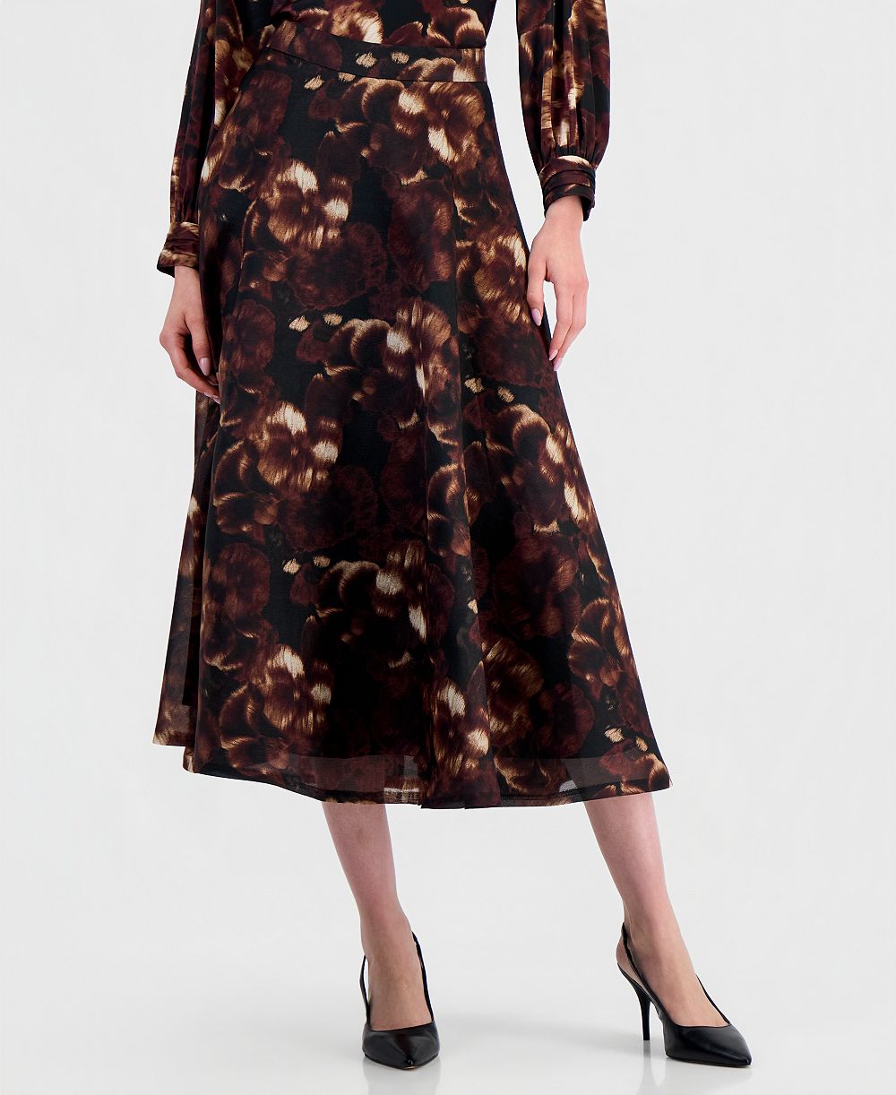 Anne Klein Women's Midi A-Line High-Waisted Skirt