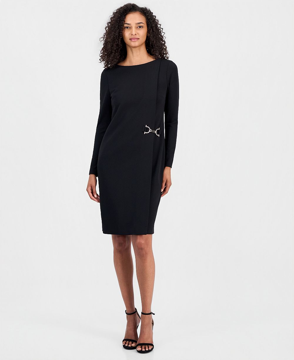 Anne Klein Женское платье-футляр из крепового трикотажа с вырезом лодочкой