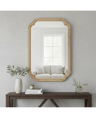 LAOTIES 24" x 36" Wood Wall Mirror, Bathroom Vanity Mirror with Rounded Corner Solid Wood Frame for Entryway and Bedroom