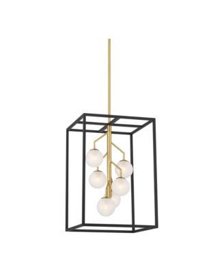 Possini Euro Design Alter Gold Pendant Chandelier  Modern LED Frosted Glass 6-Light Fixture for Dining Room