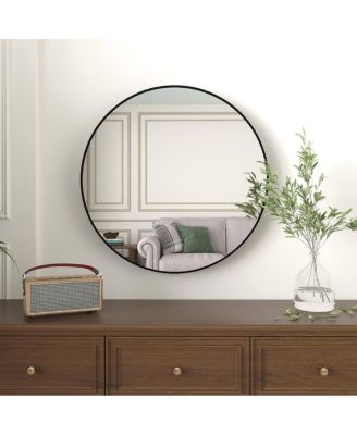 LAOTIES 36" Large Round Wall Mirror, Modern Decorative Metal Circle Mirror for Living Room, Entryway