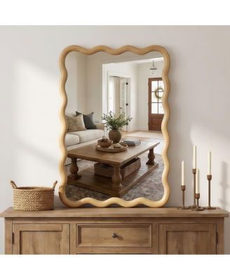 LAOTIES 20" x 30" Wood Wall Mirror, Rectangular Bathroom Vanity Mirror for Entryway and Bedroom