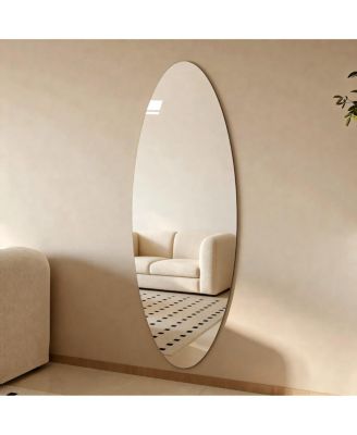 LAOTIES Oval Full Length Wall Mirror, Wall-Mounted Full Body Mirror for Bedroom and Entryway