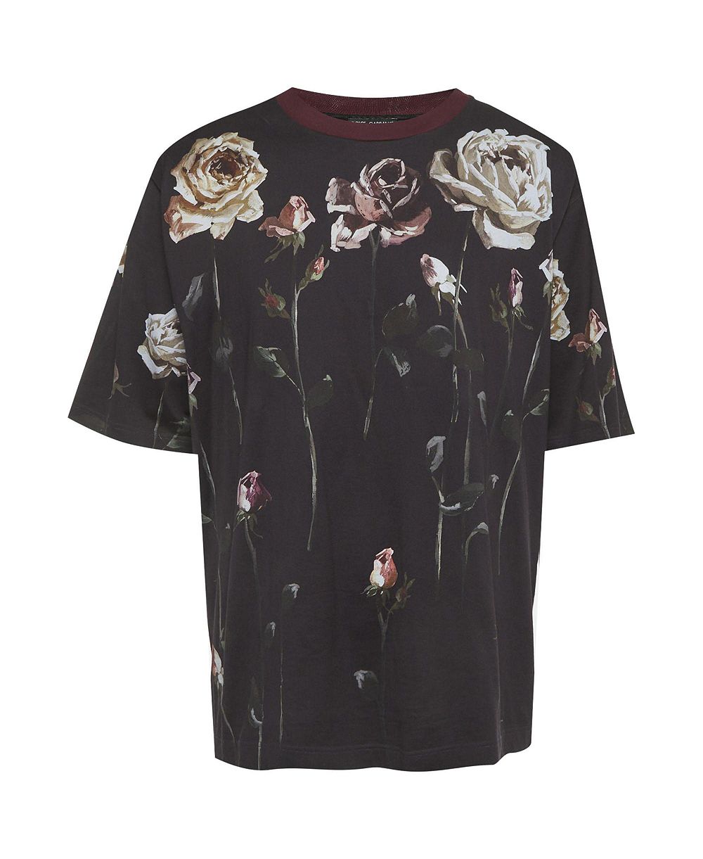 Pre-Owned Dolce & Gabbana Men's Floral Print Jersey T-Shirt