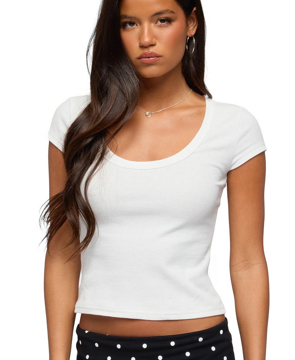 Edikted Женский Pamela Ribbed Scoop Neck T Shirt