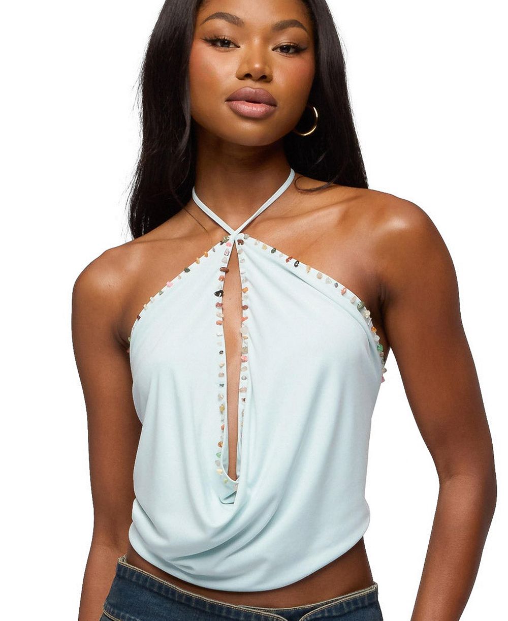 Женский топ Edikted Stone Backless Cowl Neck