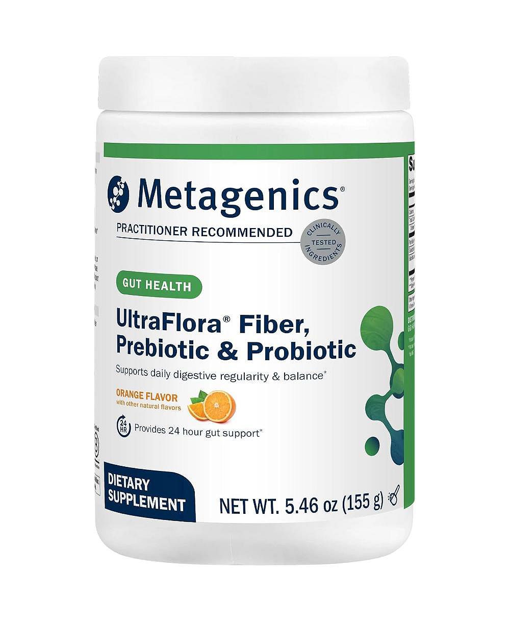 Пищевая добавка Metagenics UltraFlora Fiber, пребиотик и пробиотик, порошок для регулярной работы кишечника, 30 порций