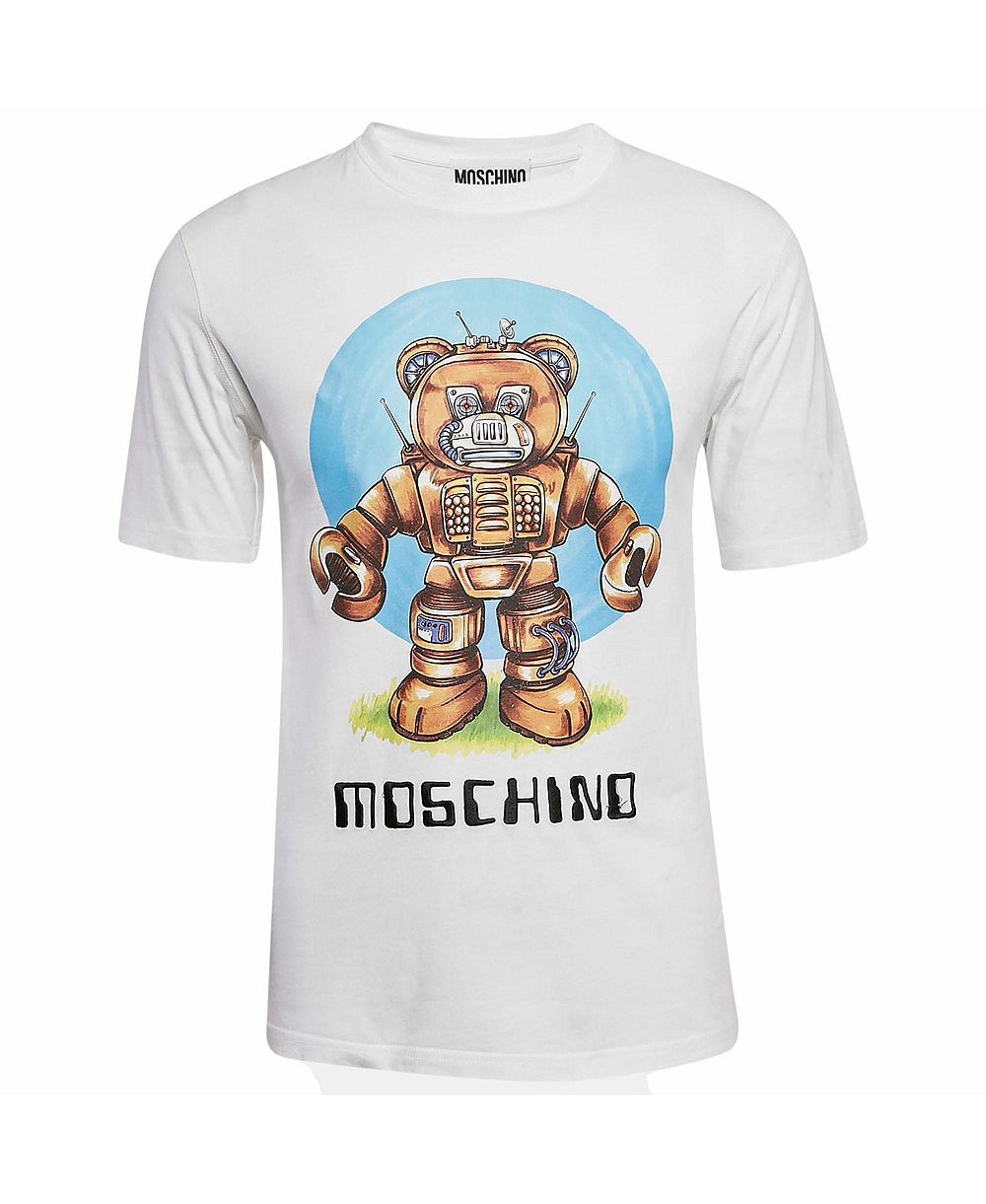 Pre-Owned Moschino Men's Cotton Robotic Teddy Print T-Shirt