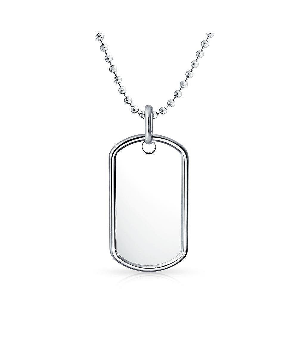 Мужской кулон-жетон Bling Jewelry Army Dog Tag Blank из серебра .925 с шариковой цепочкой 20 inch