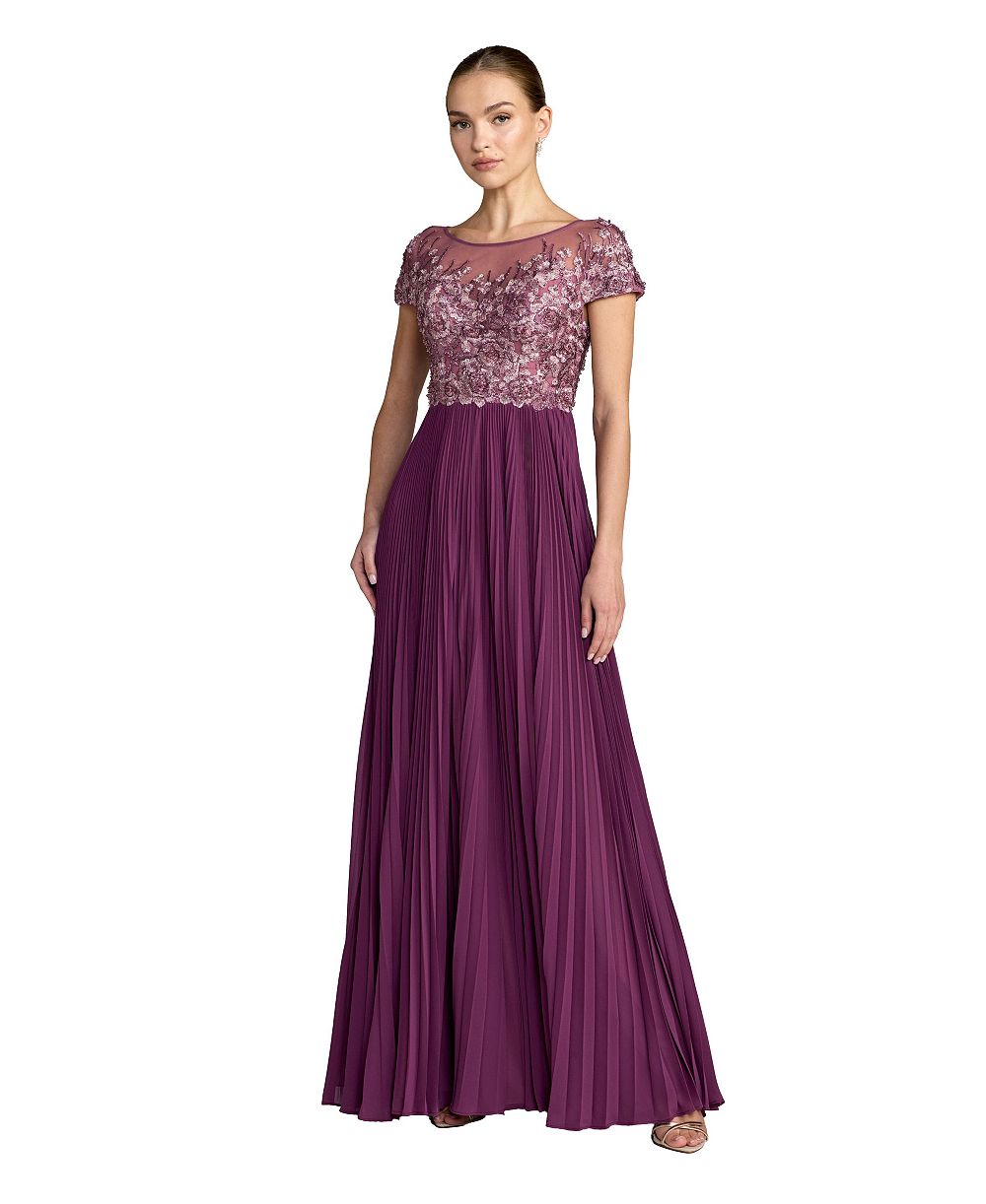 Mac Duggal Мини-платье Petite с вышивкой и плиссировкой