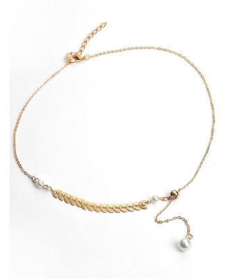 SOHI Women's Gold Plated White Pearl Beaded Necklace