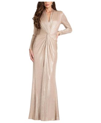 Tadashi Shoji Women's Ferrum Metallic Twist Drape Gown