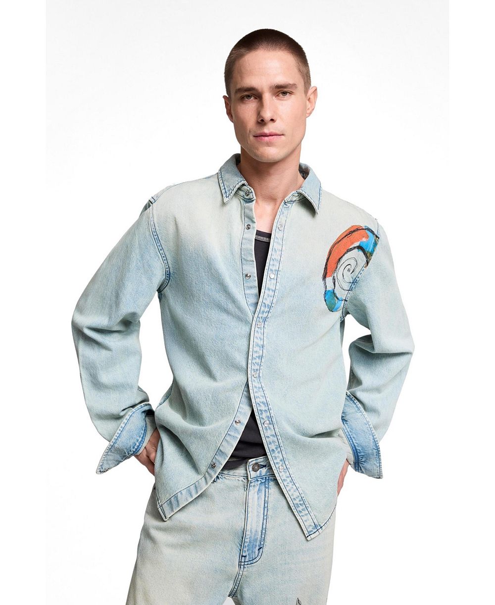 Desigual Мужская вышитая джинсовая рубашка