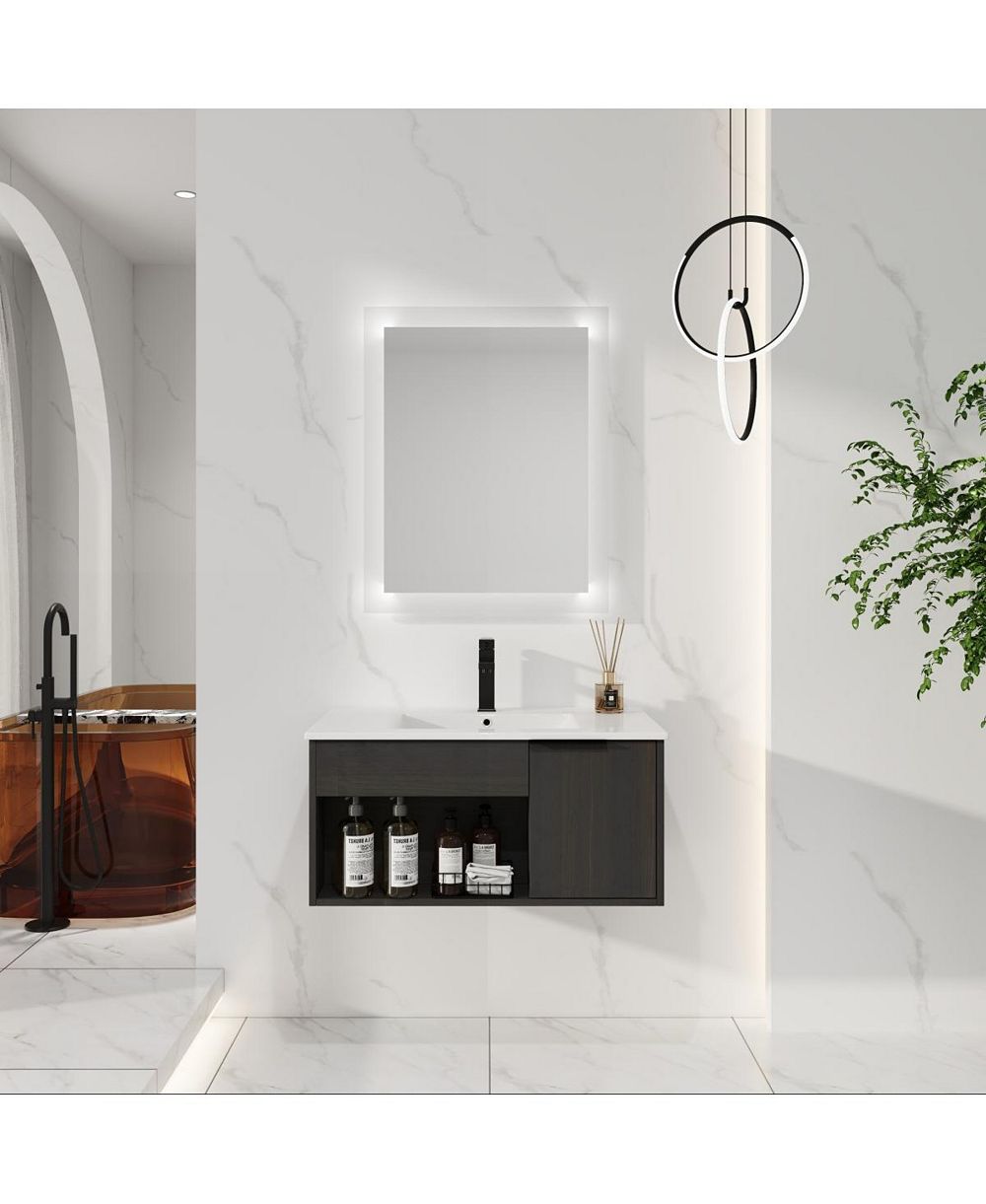 Силисис Sillysis Wall Mounted Bathroom Vanity с керамической раковиной и открытой полкой