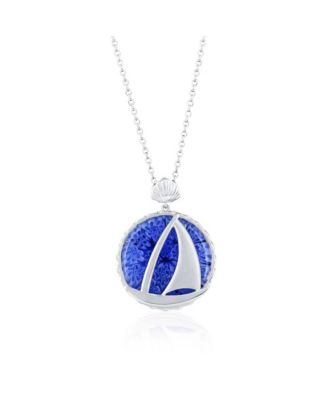 Simona Sterling Silver Floral Venetian Murano Glass Sailboat Necklace
