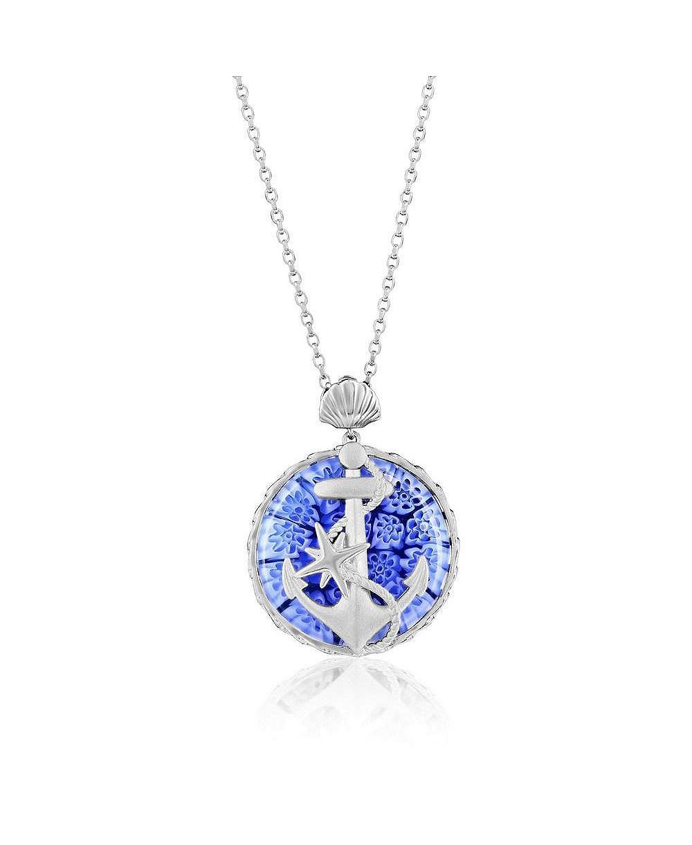 Ожерелье Simona Sterling Silver Floral Venetian Murano Glass Anchor