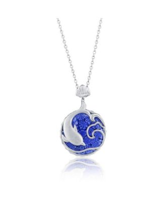 Simona Sterling Silver Floral Venetian Murano Glass Dolphin Necklace