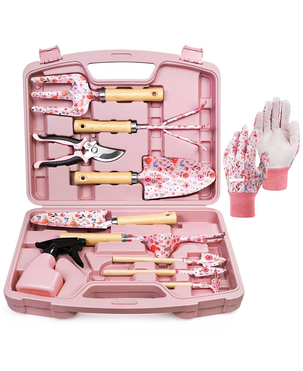 XDOVET Gardening Tools Set Trowel Rake Weeder Pruner Hard Case