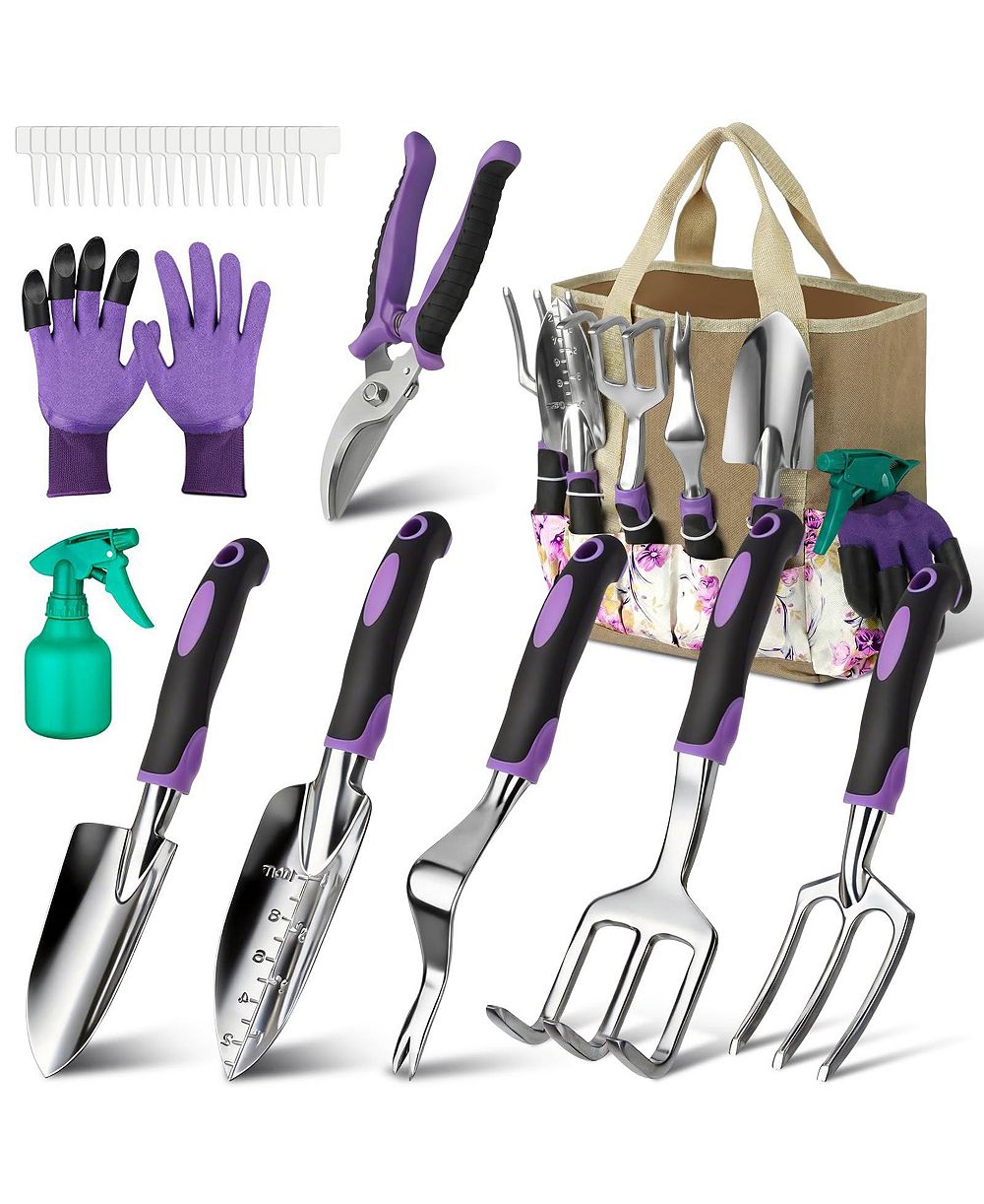 XDOVET Garden Tools Set Stainless Steel Kit With Tote Bag Rubber Handle Gift For Women Beginners Succulent Home