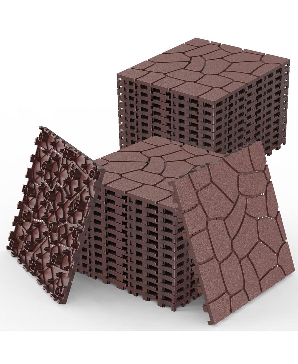 Streamdale Furniture  12inch  Stone Texture Interlocking Patio Deck Tiles