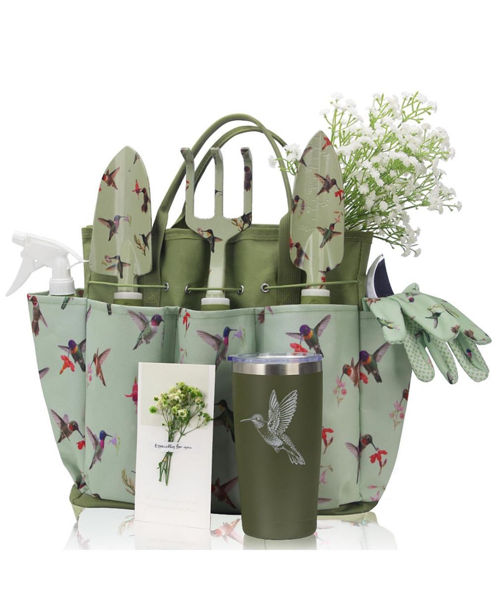 XDOVET Garden Tool Set Hummingbird Print Heavy Duty Hand Tools Bag Gifts