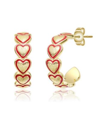Серьги-кольца GiGiGirl 14K Gold Plated с красной эмалью