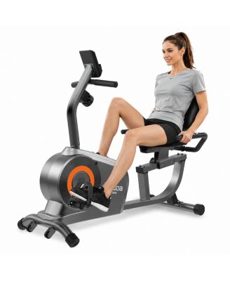 Горизонтальный велотренажер FED FITNESS, 16 уровней магнитной нагрузки, с регулируемым сиденьем