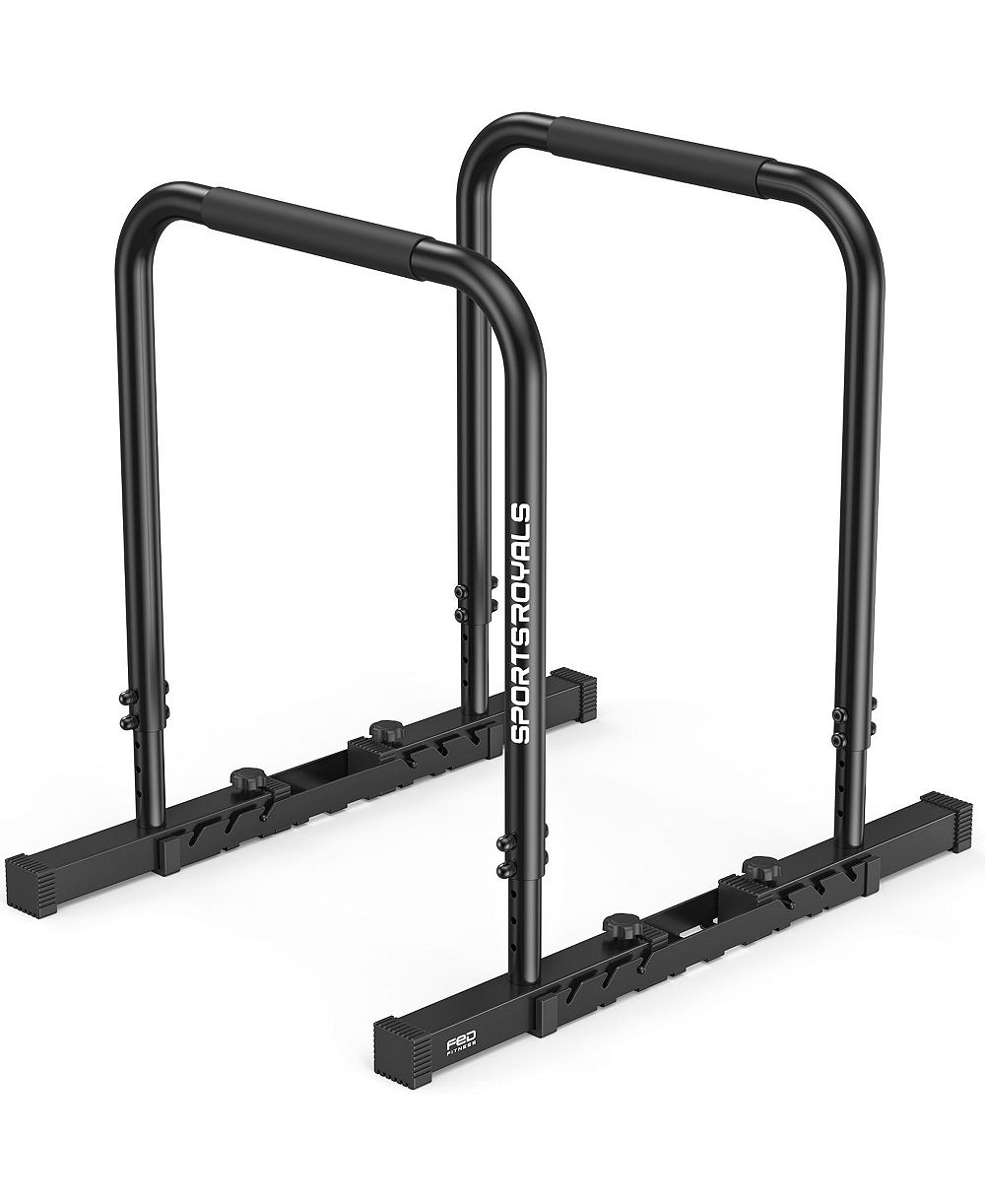 FED FITNESS Adjustable Dip Bar Station, Heavy Duty Parallette and Parallel Bars, 400LBS Stable Dip Stands for Home Gym