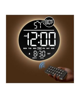 JALL 10 Inch Large Digital Wall Clock (White) with RGB Colors Seconds Countdown Timer Alarm Auto DST Temperature Night Light Wall or Desktop