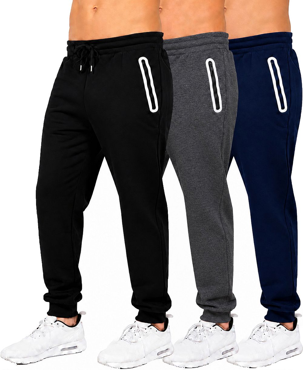 Blue Ice Men's Fleece-Lined Slim-Fit Jogger Sweatpants, 3-Pack Set