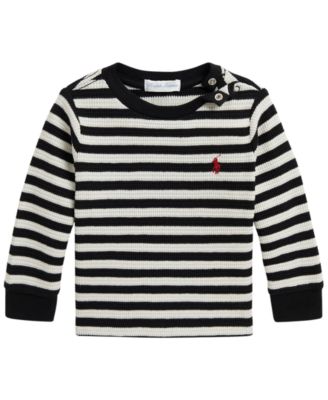 Polo Ralph Lauren Детская хлопковая футболка с рубчатым трикотажем и полосатым принтом для мальчиков