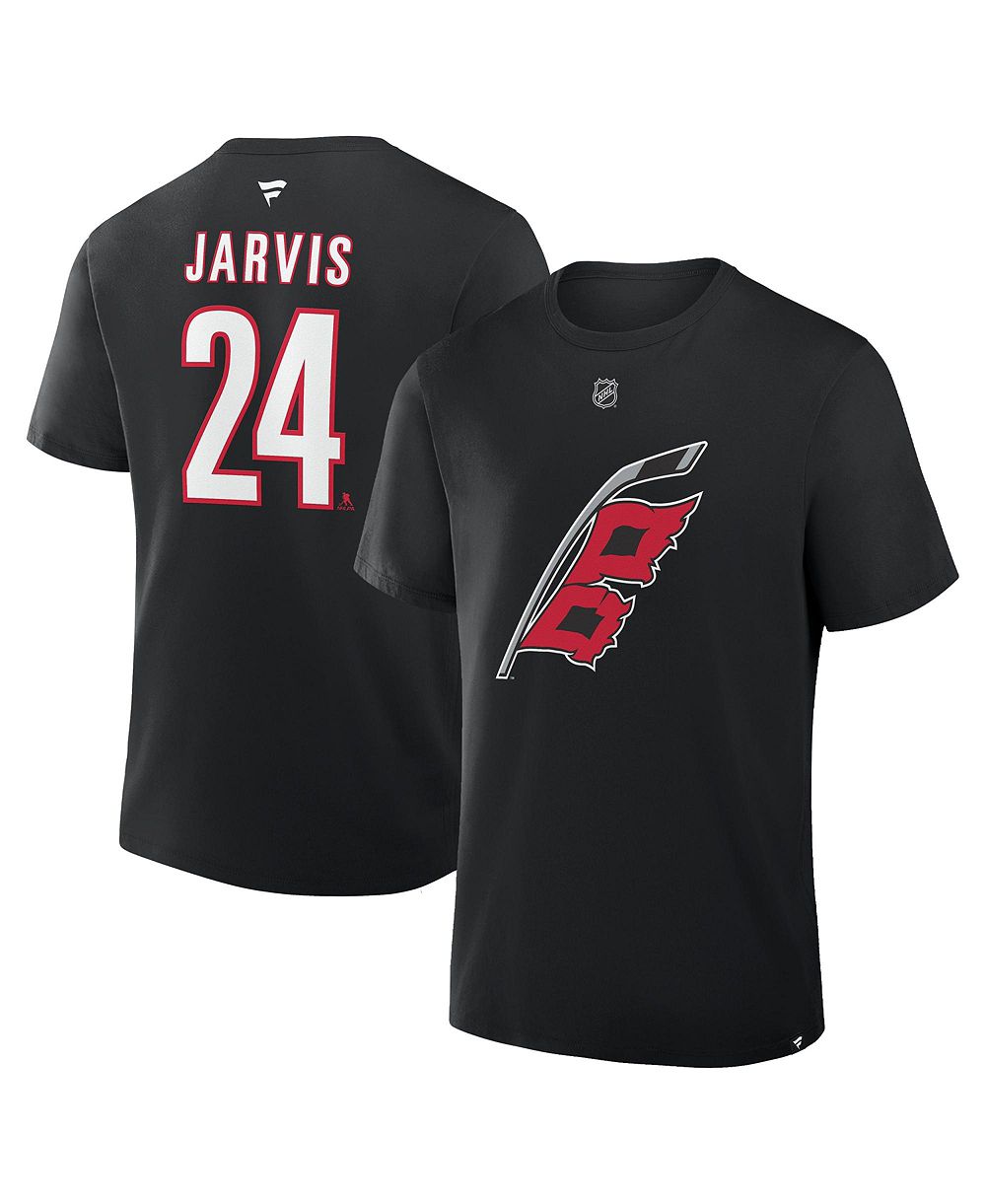 Fanatics Мужская футболка Seth Jarvis Black Carolina Hurricanes Authentic Stack Name & Number