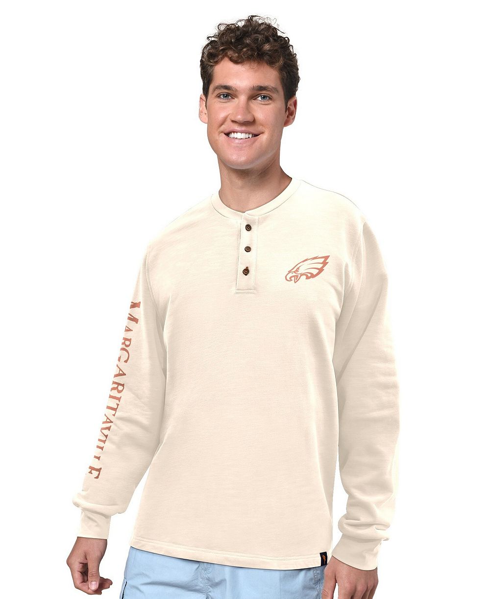 Мужская футболка с длинным рукавом Margaritaville Philadelphia Eagles Henley кремового цвета