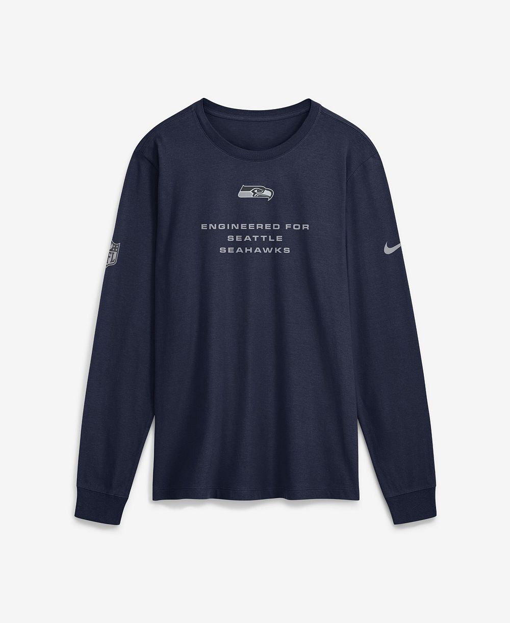 Nike Men's College Navy Seattle Seahawks Sideline Bold Arch Star Dri-FIT Long Sleeve T-Shirt