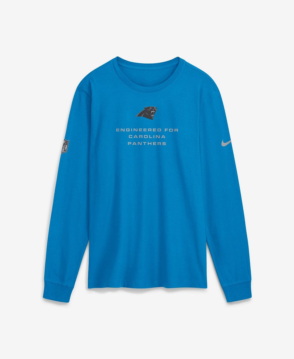 Мужская футболка Nike Blue Carolina Panthers Sideline Bold Arch Star Dri-FIT Long Sleeve