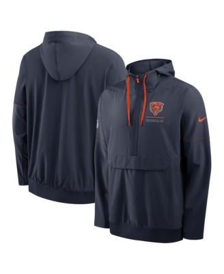 Nike Men's Navy Chicago Bears Sideline Anorak Half-Zip Hooded Jacket