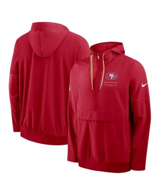 Nike Men's Scarlet San Francisco 49ers Sideline Anorak Half-Zip Hooded Jacket