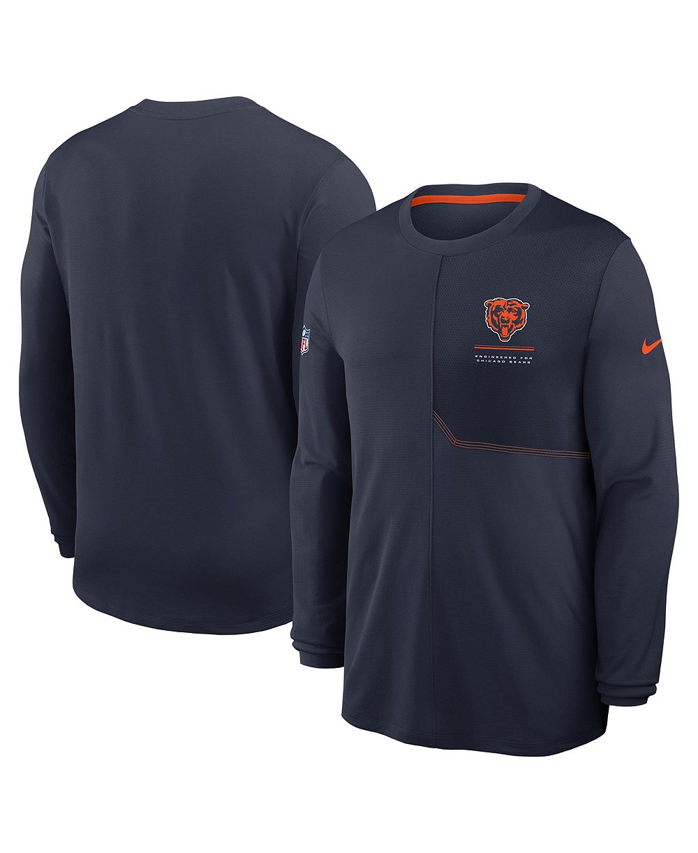 Мужская футболка Nike Navy Chicago Bears Sideline Coaches UV Dri-FIT с длинным рукавом