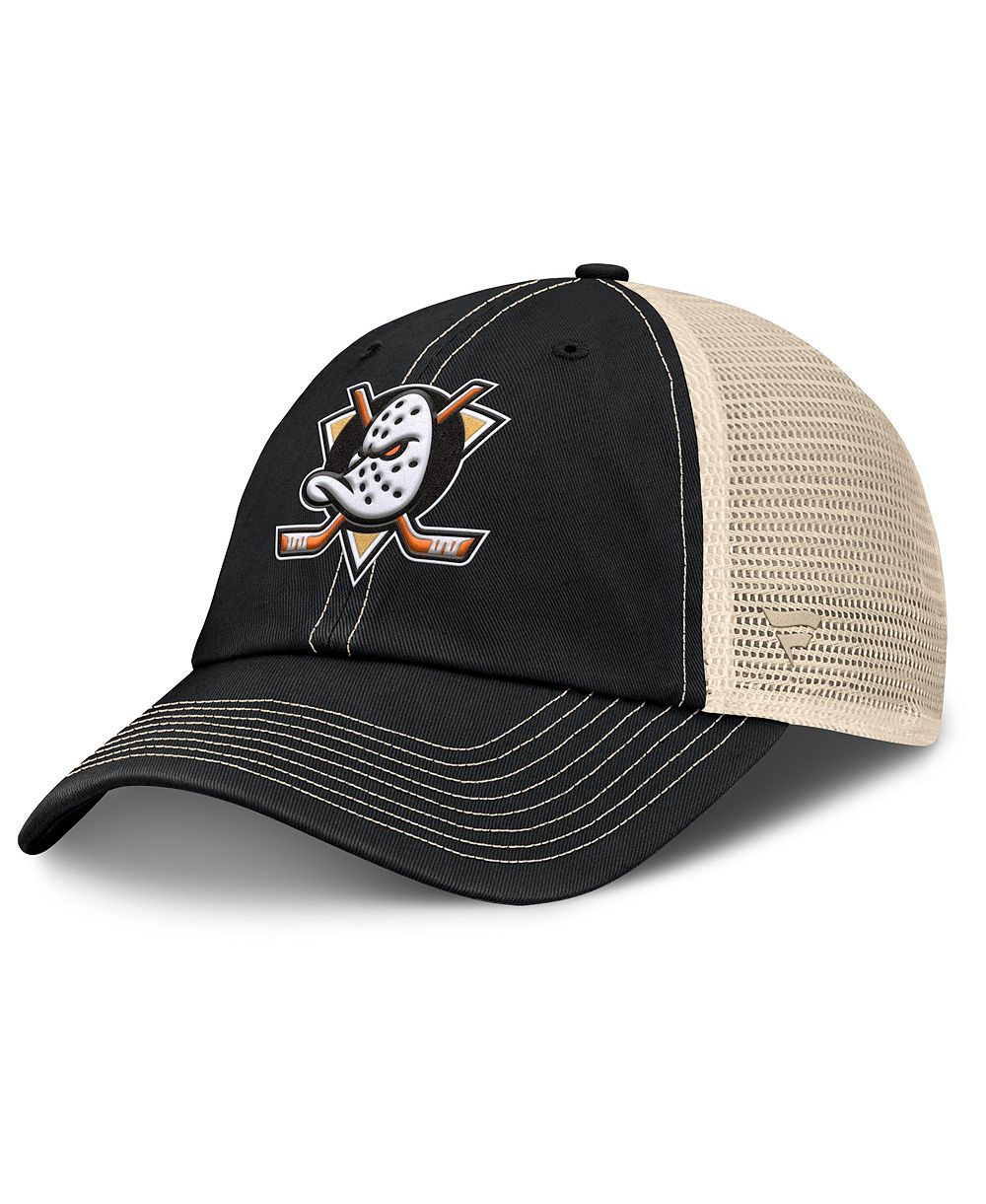 Fanatics Men's Black/Natural Anaheim Ducks Rival Trucker Adjustable Hat