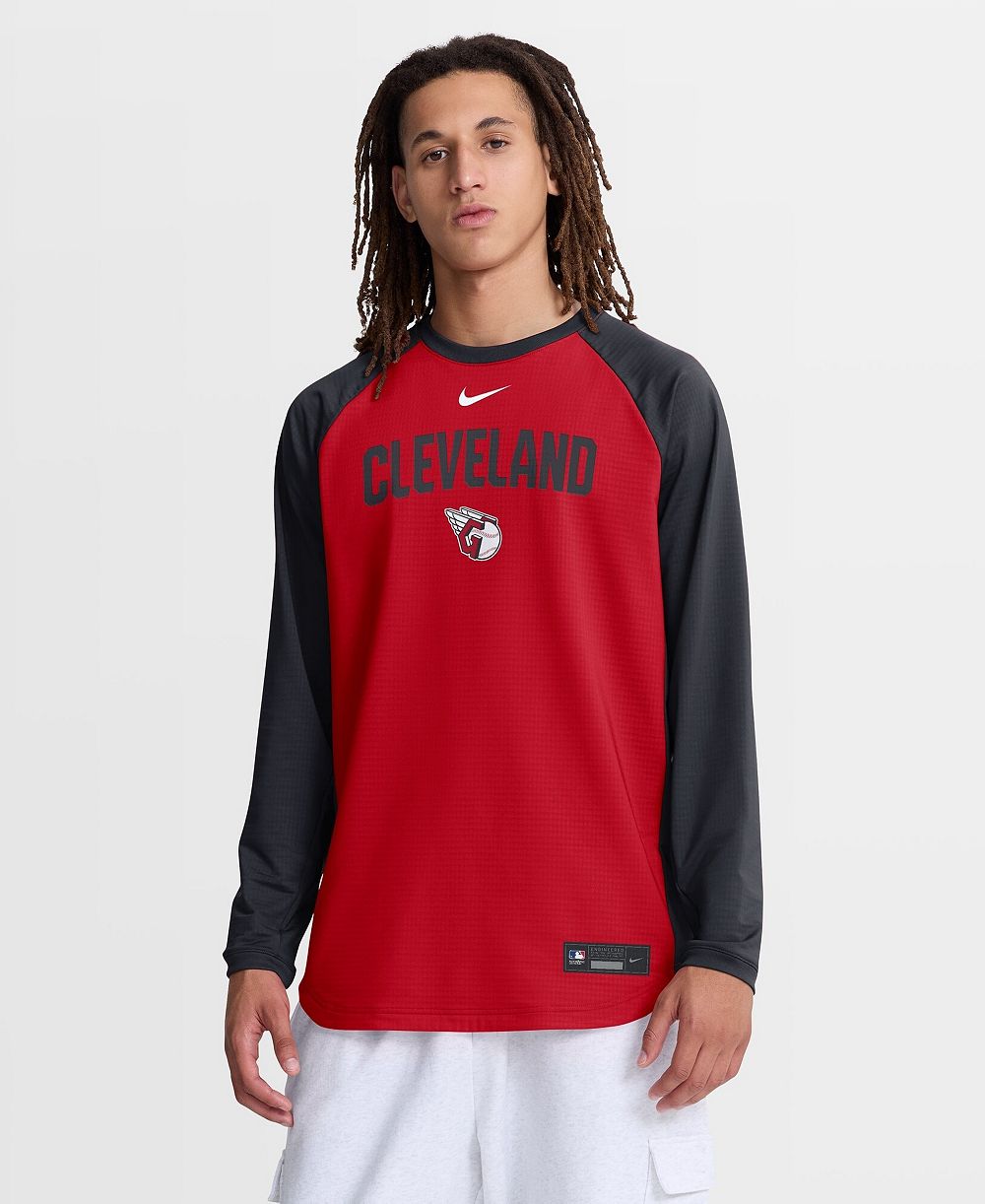 Свитшот Nike Men's Red Cleveland Guardians Authentic Collection Raglan Dri-FIT